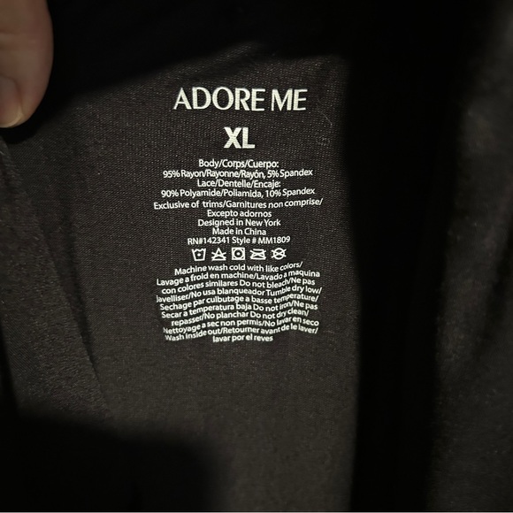 Adore Me Black Lace Nightgown with Red Ribbon - Picture 6 of 6